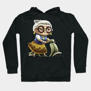 Little Old Lady on Scooter Hoodie